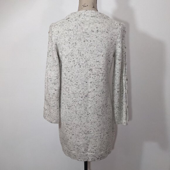 Madewell XS Button Sleeve Sweater Dress Cream Speckled Wool Blend Long Sleeve - Picture 6 of 10